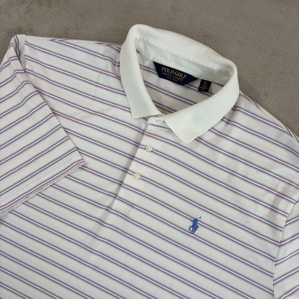 Polo Golf Ralph Lauren Performance Polo Shirt in Multi Striped Men XL Blue Pony